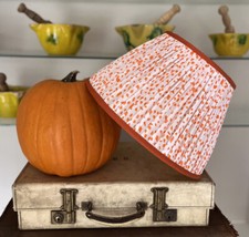 Handmade 14” Lampshade Orange Hand Block Print Cotton Voile Silk Trim