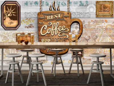 3D Cafe Background Wall Murals Wallpaper Murals Wall Sticker Wall