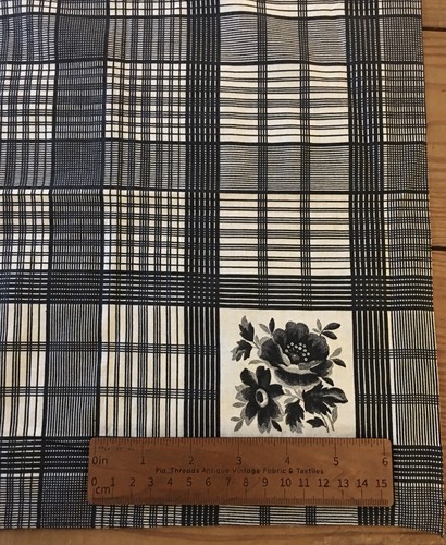 Antique French 19thc Cotton Plaid Fabric Fichu Neckerchief Scarf ~ Black White - 第 5/12 張圖片