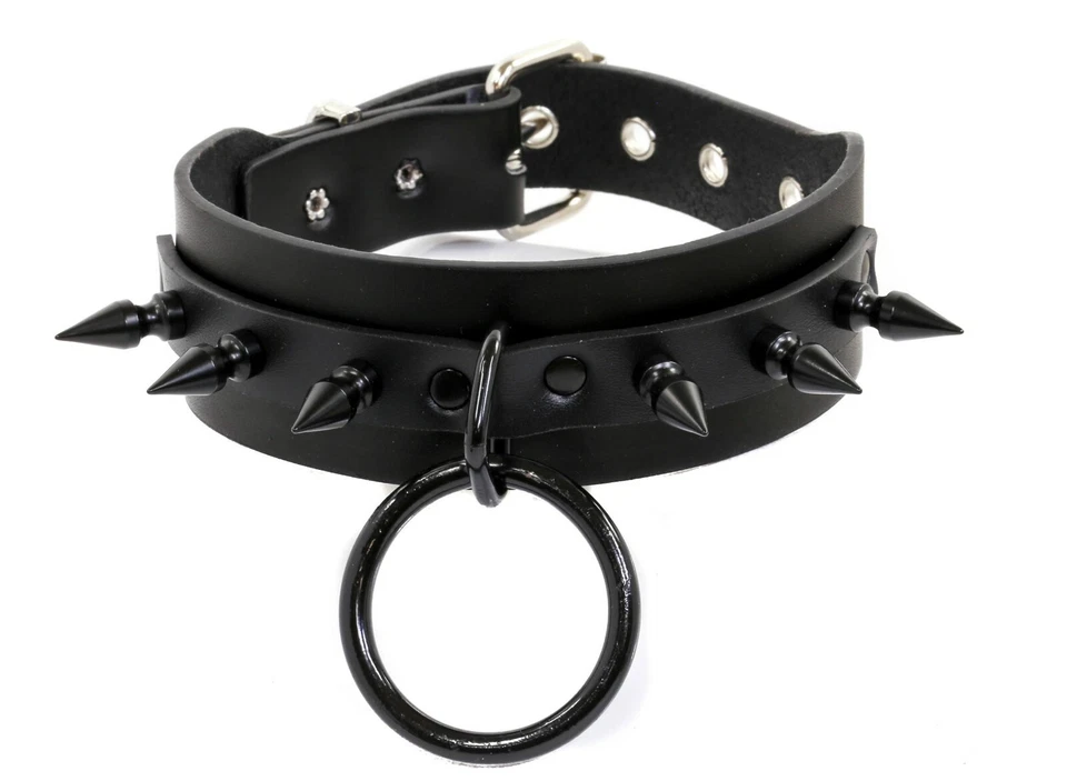 Punk Moda NEGRO Spike Bondage Hecho a Mano NEGRO Gargantilla Collar Hebilla Foto 3 de 3