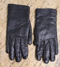 Vintage Size M Black Soft Leather Sherpa Lined 9.5" Long Gloves Bonwit Teller
