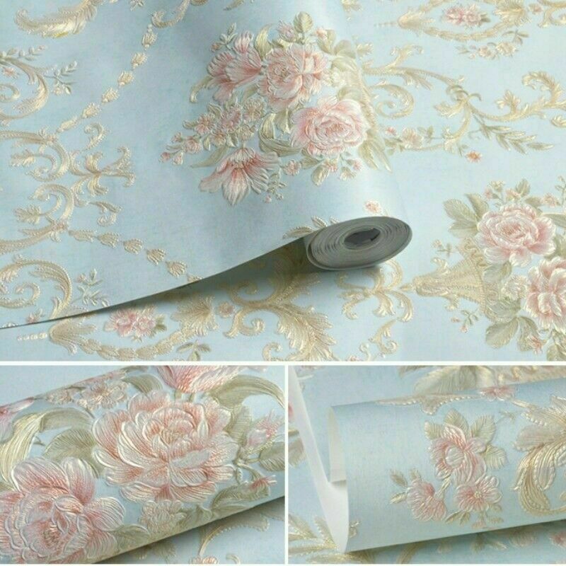 5M SelfAdhesive Nonwoven Wallpaper 3D Floral DAMASK Embossed Wall