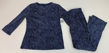 Women's Maidenform Blue White Print Cozy Soft Pajama Set Size M