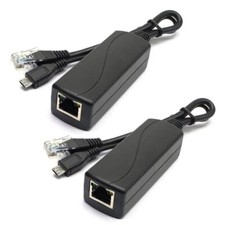 2-Pack Active 5V 2.4A PoE Splitter Micro USB 48V IEEE 802.3af Raspberry Pi