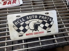 Bell Racing Equipment Tag Painted Speed Shop Sign Vintage Antiqued Look Vtg