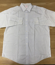 Mens Dress Shirt Brooks Brothers Striped Non-Iron Formal Casual Cotton 16.5-33