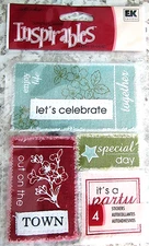 EK Success Inspirables Fabric Art Canvas CELEBRATION Scrapbooking Stickers