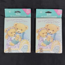 Vtg American Greetings Family Of 3 Bear Baby Announcements 20 Cards Envelopes