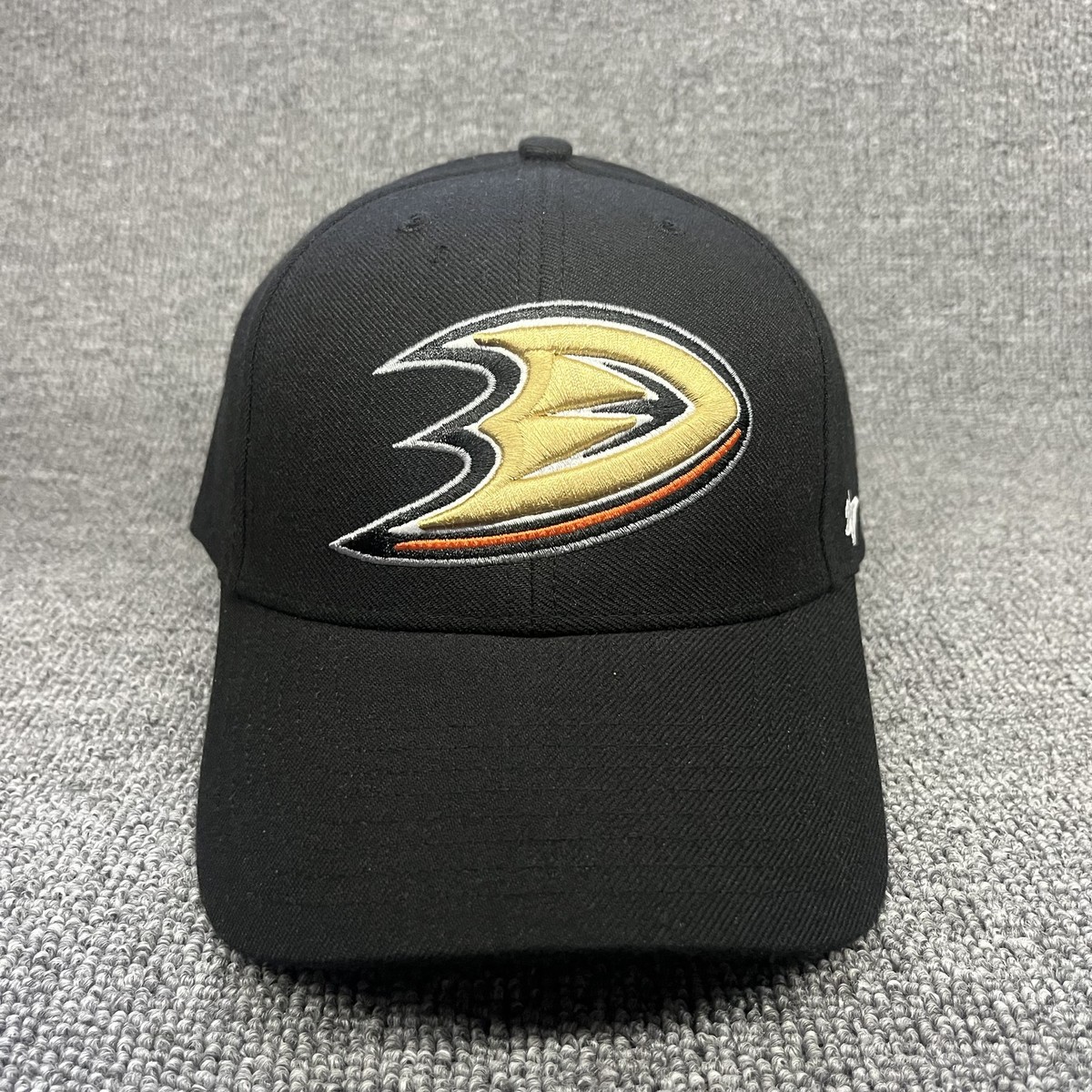 Anaheim Ducks '47 MVP Black Adjustable Hat NHL Curved Brim Hook & Loop Cap