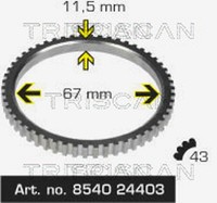 ABS Sensorring Triscan 8540 24403 FüR CC Calibra Vectra Kadett C89 Opel J89 T85