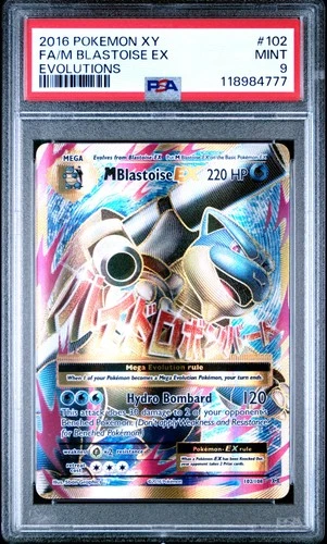 2016 POKEMON XY EVOLUTIONS #102 FULL ART/M BLASTOISE EX PSA 9
