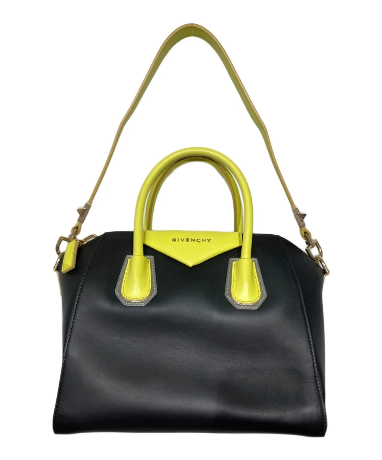 Givenchy — Givenchy ANTIGONA Auth Handbag Shoulder Bag 2WAY Boston Black Yellow Women's