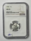 1943 1c Lincoln Steel Cent Penny NGC MS65 **XTKKX1007