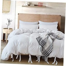 White Duvet Cover Queen Size, 3 Pieces Queen 90" x 90" White No Comforter