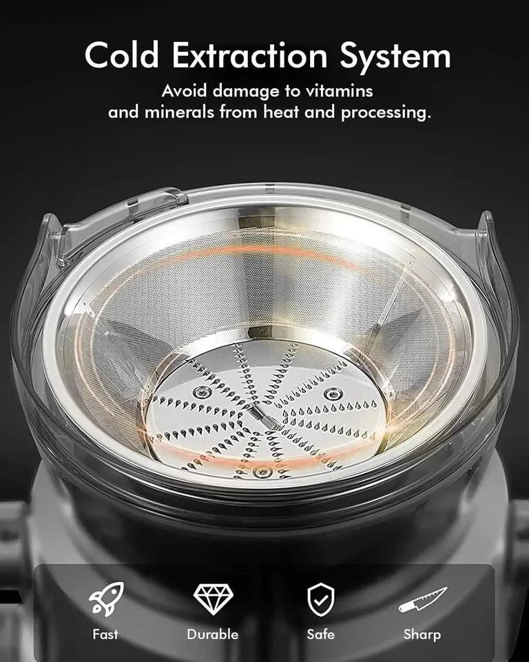 Extractor exprimidor centrífugo boca grande SiFENE 3" compacto para frutas y verduras Foto 4 de 4