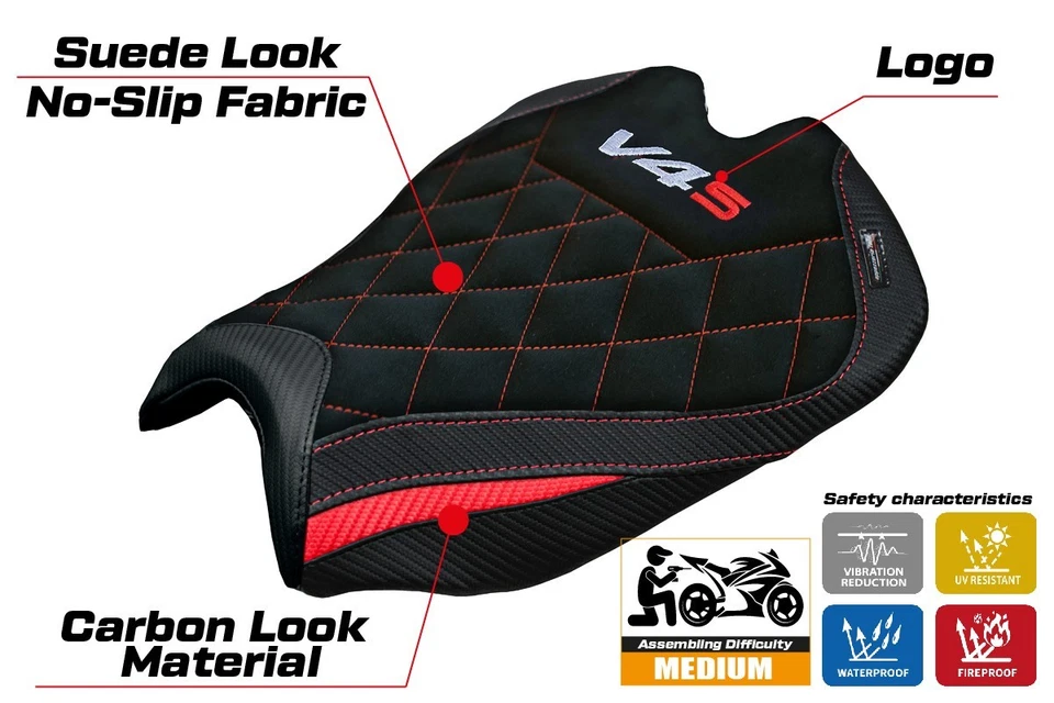 Чехол на сиденье Ducati Streetfighter V4 2025 Tappezzeria красный черный логотип SE V4S - Изображение 2 из 4