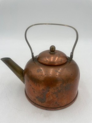 Antique Copper Kettle Lid & Brass Spout Handle Coppercraft Guild/Taunton Maine