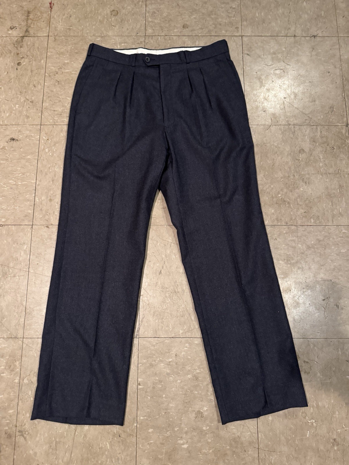 Yves Saint Laurent Dress Wool Pants Vintage Navy Pleated Suit Slacks Trousers 34
