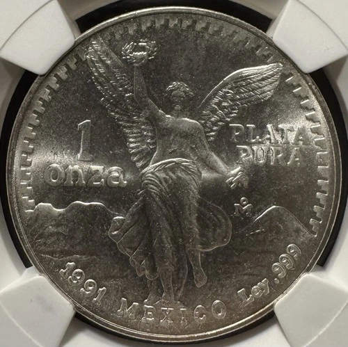 1991-Mo Mexico 1 oz Silver Libertad Onza Type 1 NGC MS67