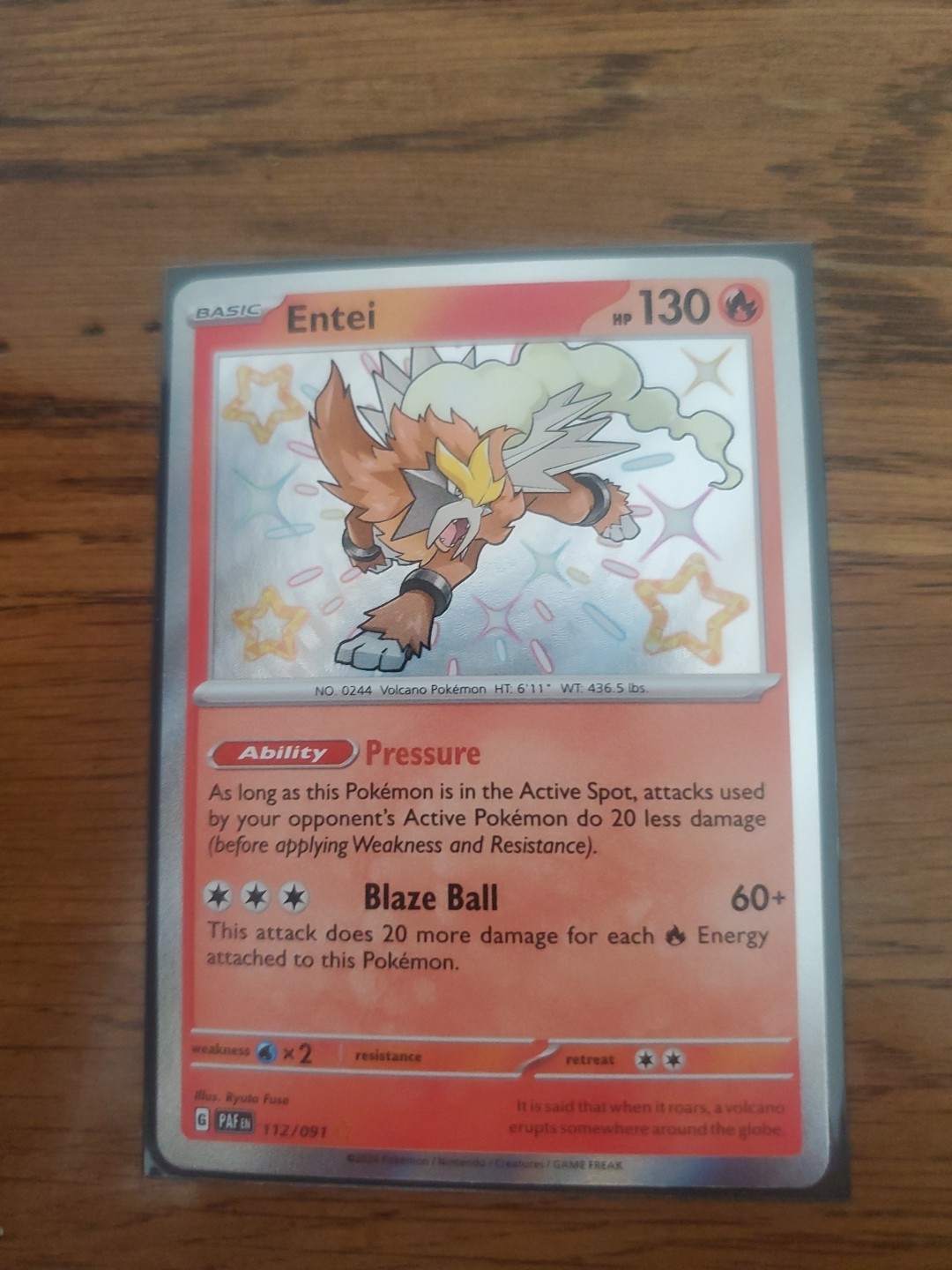 Pokémon Entei Holo Shiny Rare TCG Card Paldean Fates 112/091