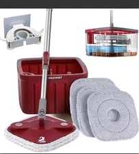 WILD GOAT Clean Water Spin Mop - Including 3 Heavy Duty Machine Washable...