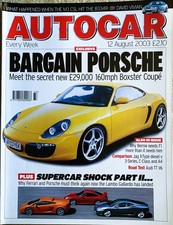 AUTOCAR MAGAZINE 12-AUG-03 - BMW M3 CSL E46, Porsche 911 GT3, Ferrari 360