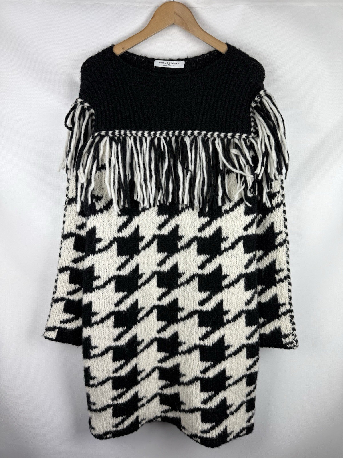 Philosophy Di Lorenzo Serafini Damas Tejido Pesado Suéter Vestido Flecos EE. ...