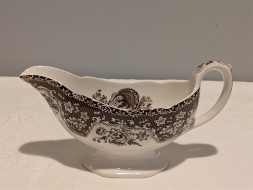 SPODE England Festival Celebration Turkey Thanksgiving gravy boat 8" long. EUC. - Picture 11 of 13