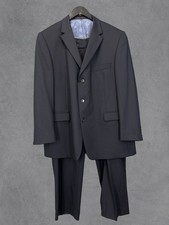 M&S Suit Men 46R 44x31 Blue Navy 2 Piece Smart Formal Wedding Dinner Work Office