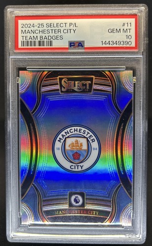 2024-25 Select Premier League Manchester City Team Badges #11 PSA 10 GEM MINT