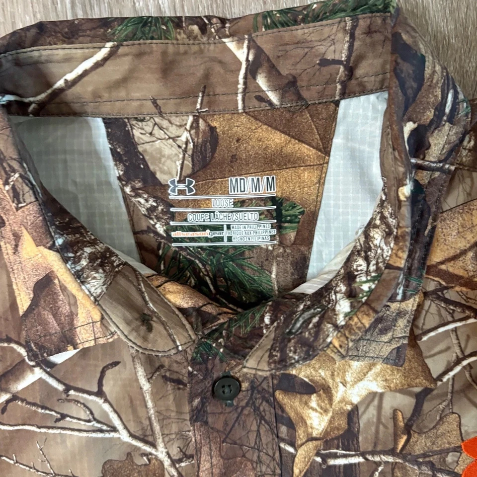Under Armour Hunting Button Up Shirt REAL TREE Xtra Camo Sz M Loose - Image 4 of 4