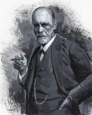 SIGMUND FREUD Portrait Original Acrylic Oil Painting Contemporary Art By Artist