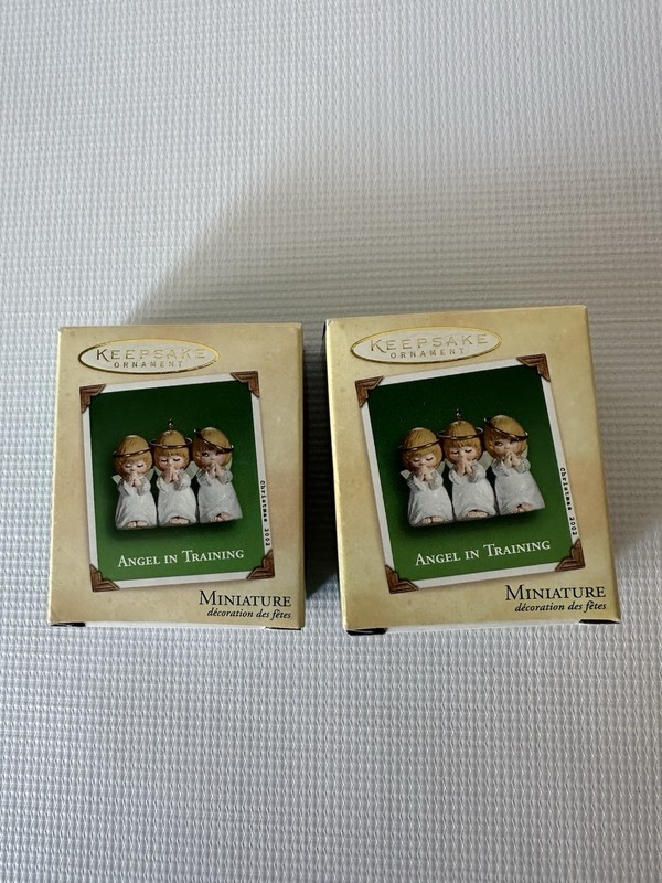 Angel In Training 2002 Lot Of 2 Hallmark Miniature Ornaments Vintage ￼