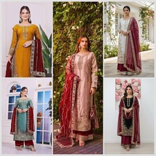 Heavy Reception Wear Heavy Fancy Micro Silk Salwar Kameez With Dupatta For Women