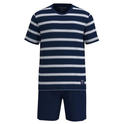 Tom Tailor Shorty Pajama, Crew Neck, Blue/White, 100% Cotton Sizes M L XL XXL