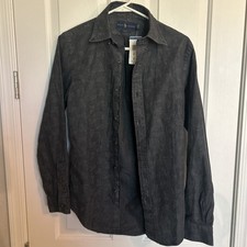 Polo Ralph Lauren Slim Fit Floral Paisley Dark Gray Button Down Shirt Adult XS