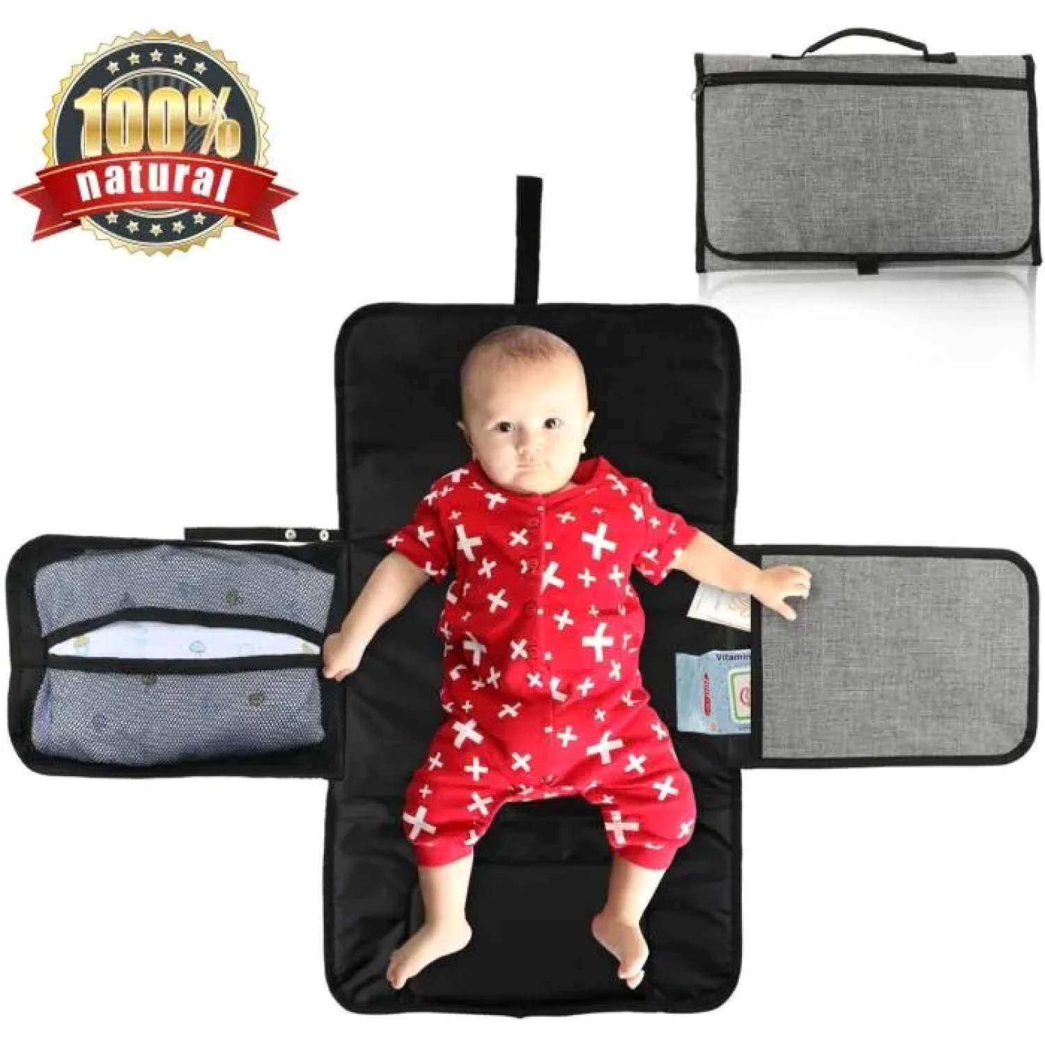 Tapis à langer étanche et léger avec coussin appui-tête rembourré pour nourrisson
