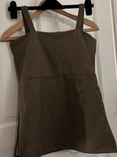 Kira Grace Tiny Houndstooth Tunic Cami Top Womens Med Brown Side Slits Office