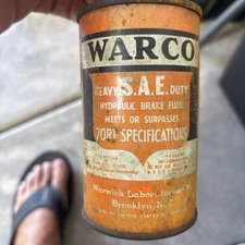 Vintage Empty 12 oz. Size Warco Cone Top Brake Fluid Oil Can