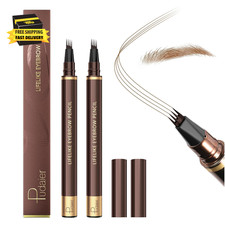 2 Pack Eyebrow Pen, Waterproof Microblading Eyebrow Pencil, 4 Tip Precise Eye Br