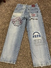 RARE VTG Pepe Jeans London UK 73 Y2K Hip Hop Baggy Wide Leg Stitch Details 36x32