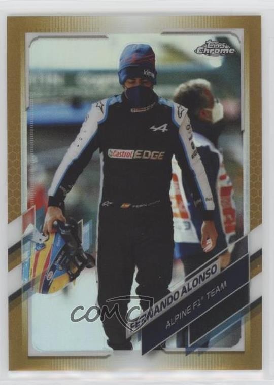 2021 Topps Chrome Formula 1 F1 Racers Gold Refractor 17/50 Fernando Alonso 2d9