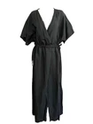 Women’s SZ M COS Linen Cotton Blend Charcoal Black Wide Leg Drawstring Jumpsuit