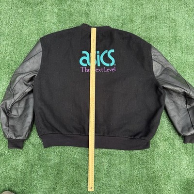 Vtg Asics 90s Varsity Bomber Letterman Embroidered Jacket Mens 3X