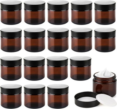 16 Stück 60ml Amber Glas Leerdose, Kosmetisches Glas Leerdose Cremedose Leer