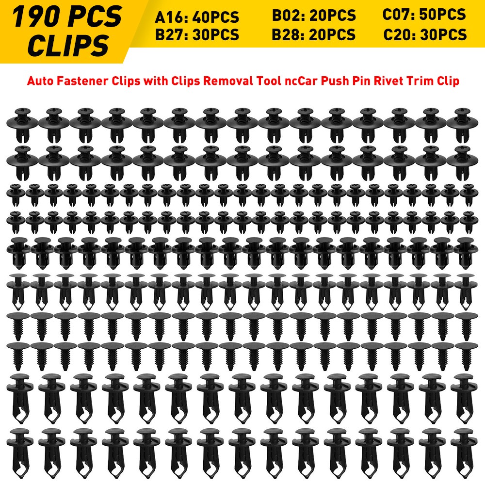 190X Car Clips Hole Plastic Rivets Retainer Fender Push Pin Fastener Bumper New