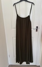 Women’s Summer Boho Style Loose Maxi Long Dress Khaki Green 14 16 18 20