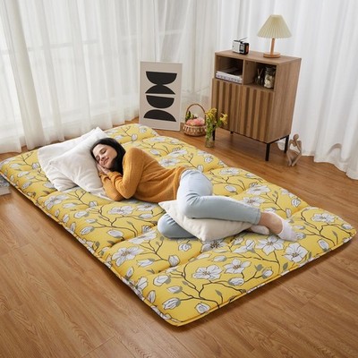 Yellow Magnolia Futon Mattress Full Size Japanese Floor Bed Foldable 3'' Mattress