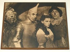 Vintage WIZARD of OZ Sepia Print on Plywood! Judy GARLAND Ray BOLGER Jack HALEY!