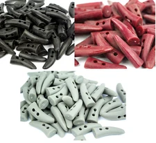 5Pcs Dill Plastic Tooth Shape Plastic Toggle Buttons Black, Grey and Burgandy